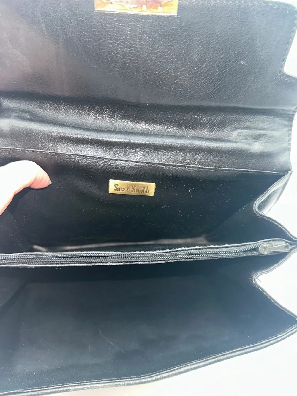 Vintage Suzy Smith Classic Black Leather Top-Handle Bag